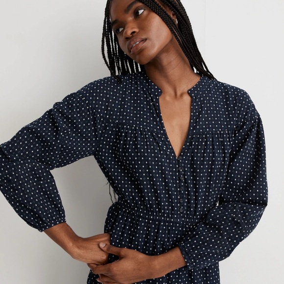 Madewell Dobby V-Neck Tiered Midi Dress Size Small - Picture 2 of 11